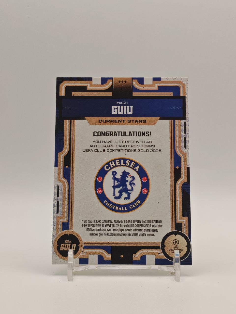 Retro Marc Guiu Chelsea Topps Gold UEFA Club Competitions 2025