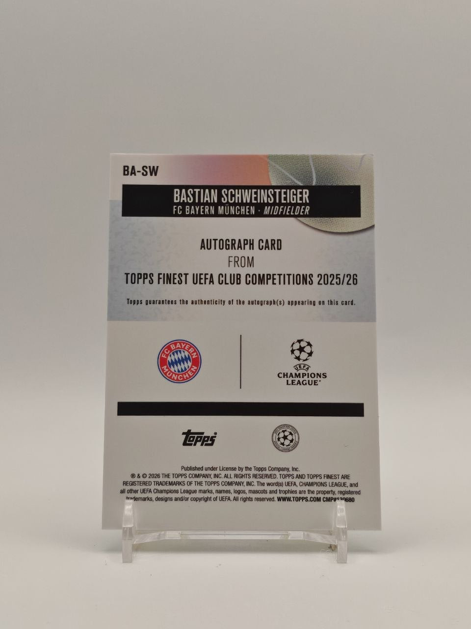 Retro Bastian Schweinsteiger Bayern München Topps Finest 2025-26