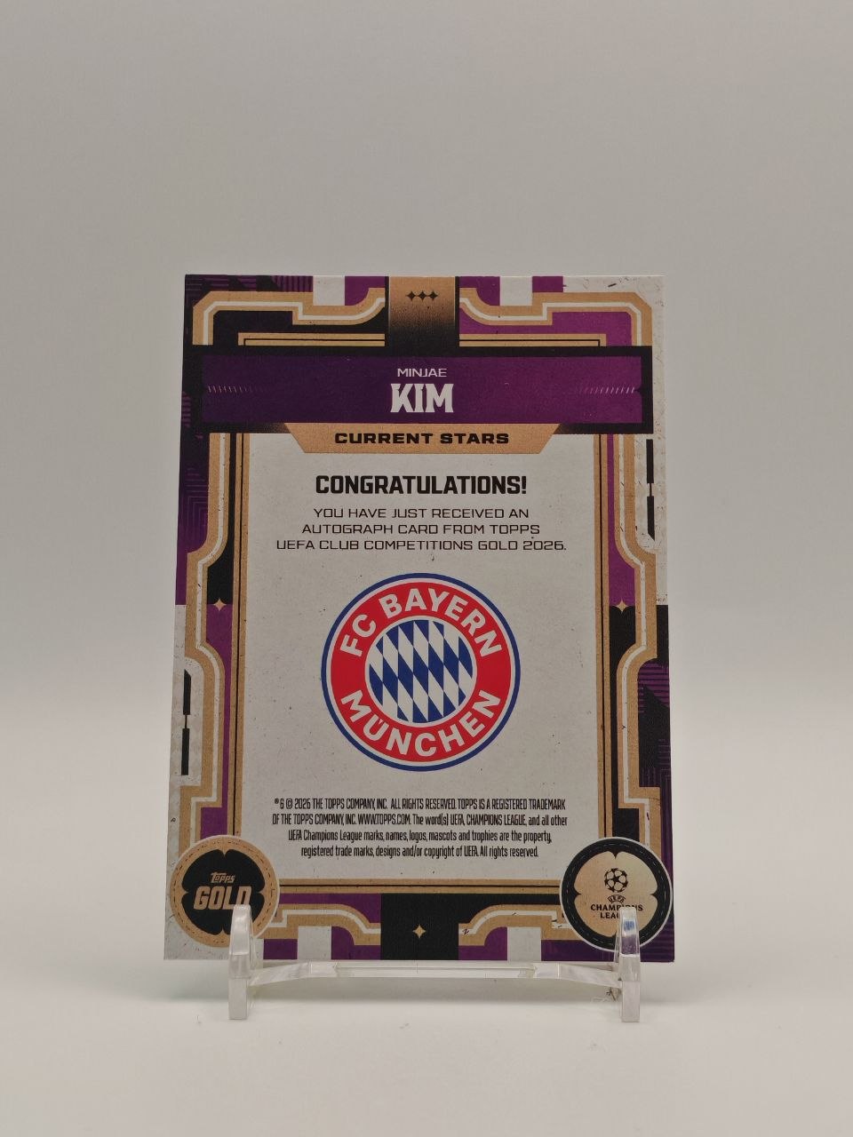 Retro Kim Minjae Topps Gold UEFA Club Competitions 2025
