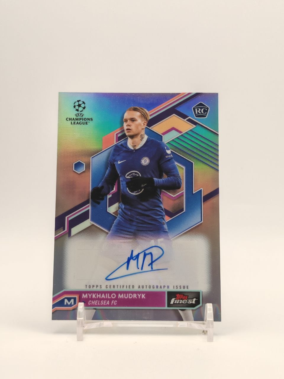 Fronte Mykhailo Mudryk Chelsea FC Topps Finest auto rookie