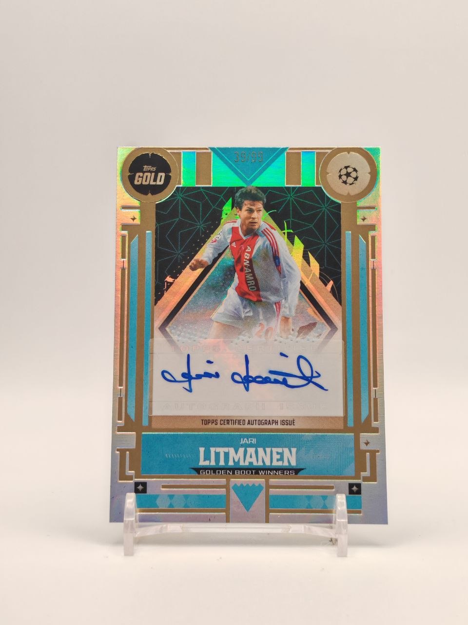 Fronte Jari Litmanen Ajax Topps Gold Golden Boot Winners auto 39/99