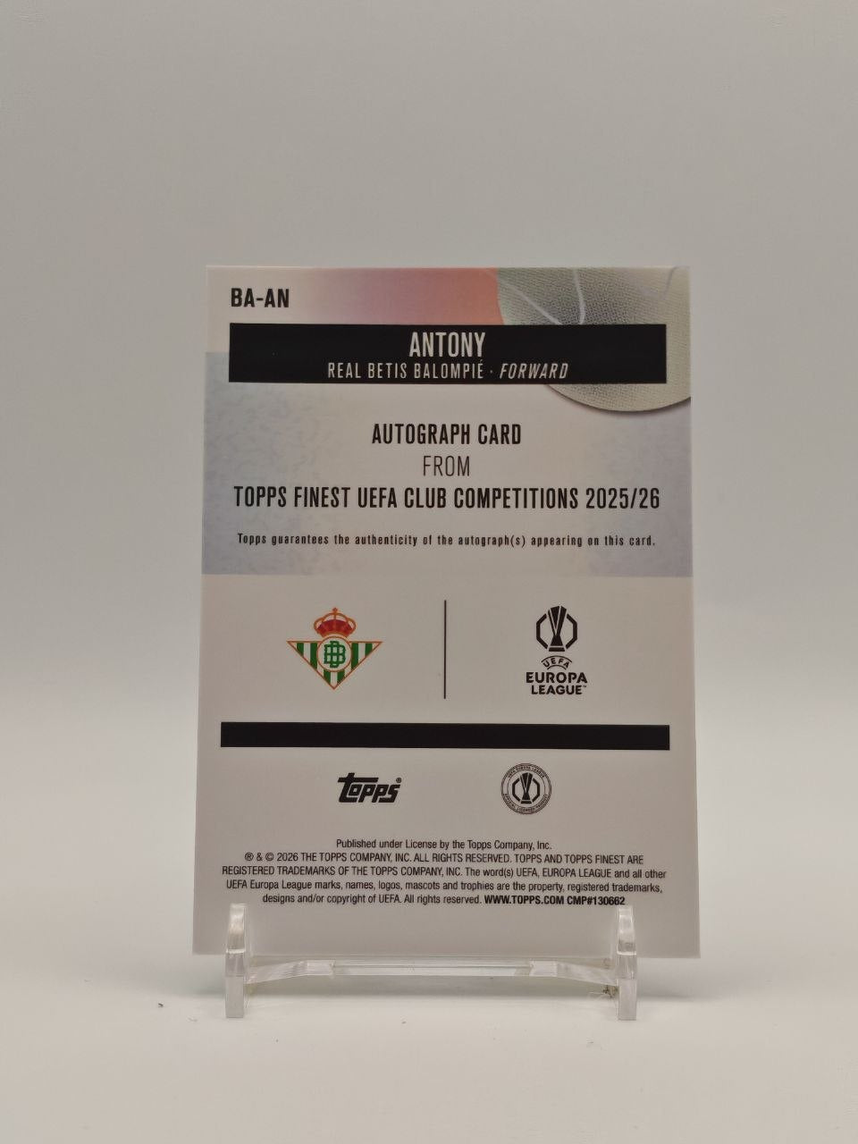 Retro Antony Topps Finest UEFA Club Competitions 2025-26 BA-AN