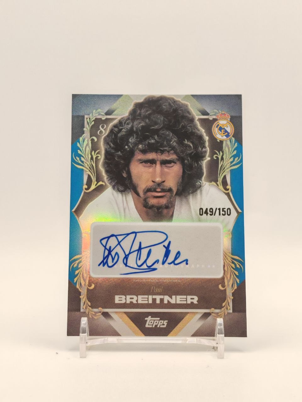Fronte Paul Breitner Topps Real Madrid Portrait Posers auto 049/150