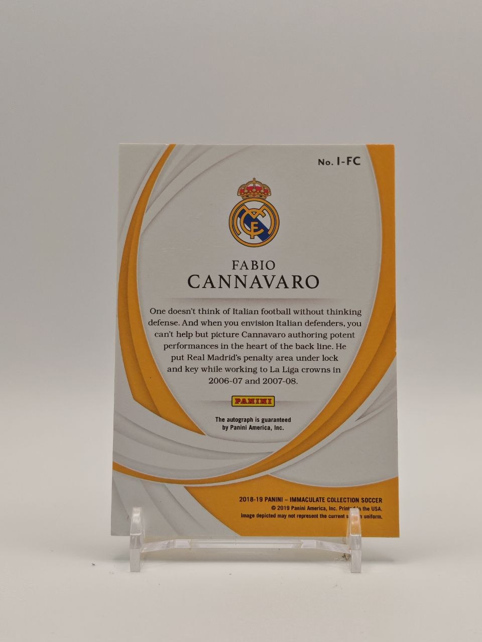 Retro Fabio Cannavaro Panini Immaculate Collection 2018-19 I-FC