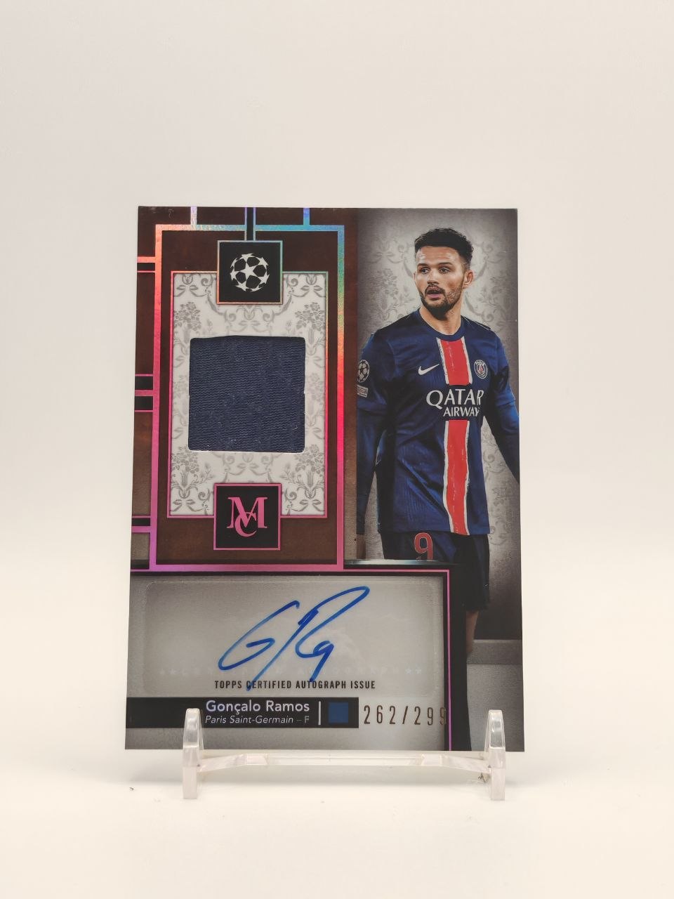Fronte Gonçalo Ramos PSG Topps Museum Collection Auto Relic 262/299