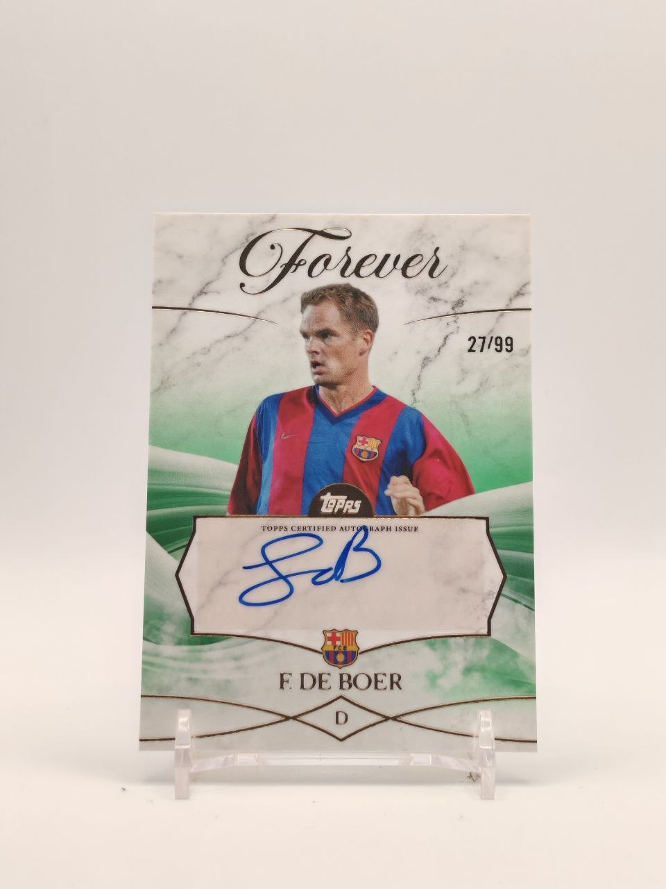 Fronte Frank de Boer Topps Forever FC Barcelona auto 27/99