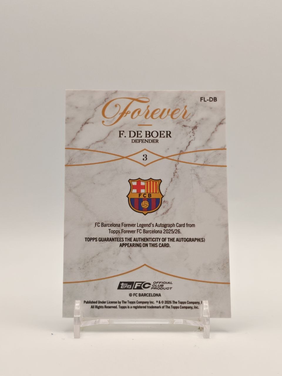 Retro Frank de Boer Topps Forever FC Barcelona 2025-26 FL-DB