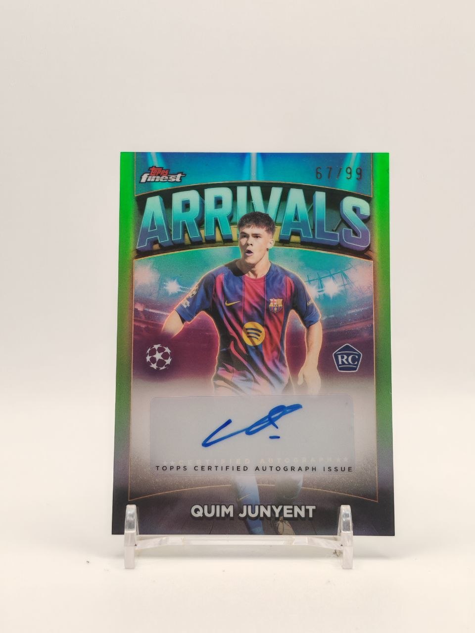 Fronte Quim Junyent FC Barcelona Topps Finest Arrivals auto rookie 67/99
