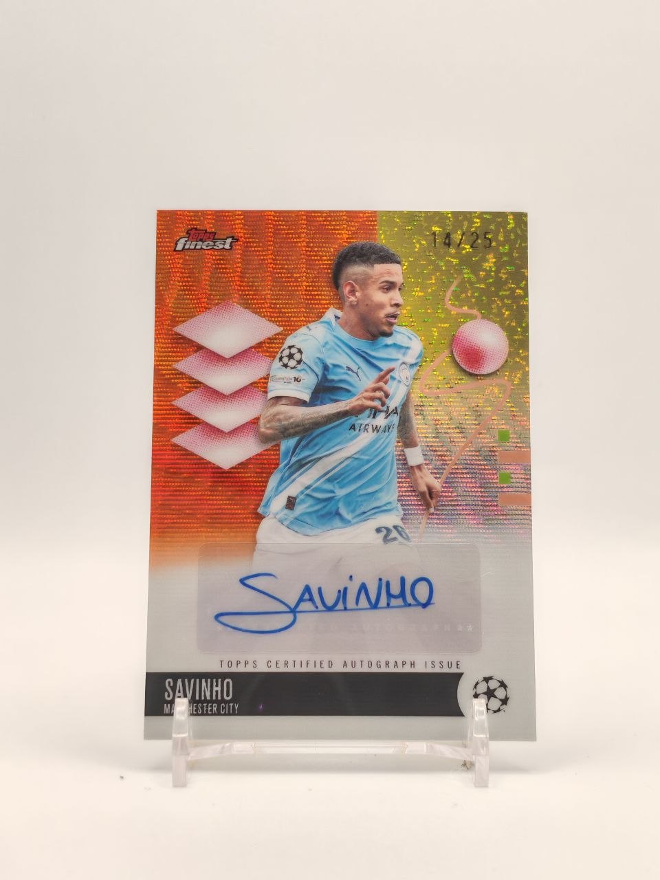 Fronte Savinho Manchester City Topps Finest auto 14/25