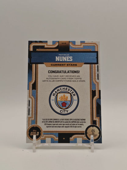 Retro Matheus Nunes Topps Gold UEFA Club Competitions 2025 Current Stars