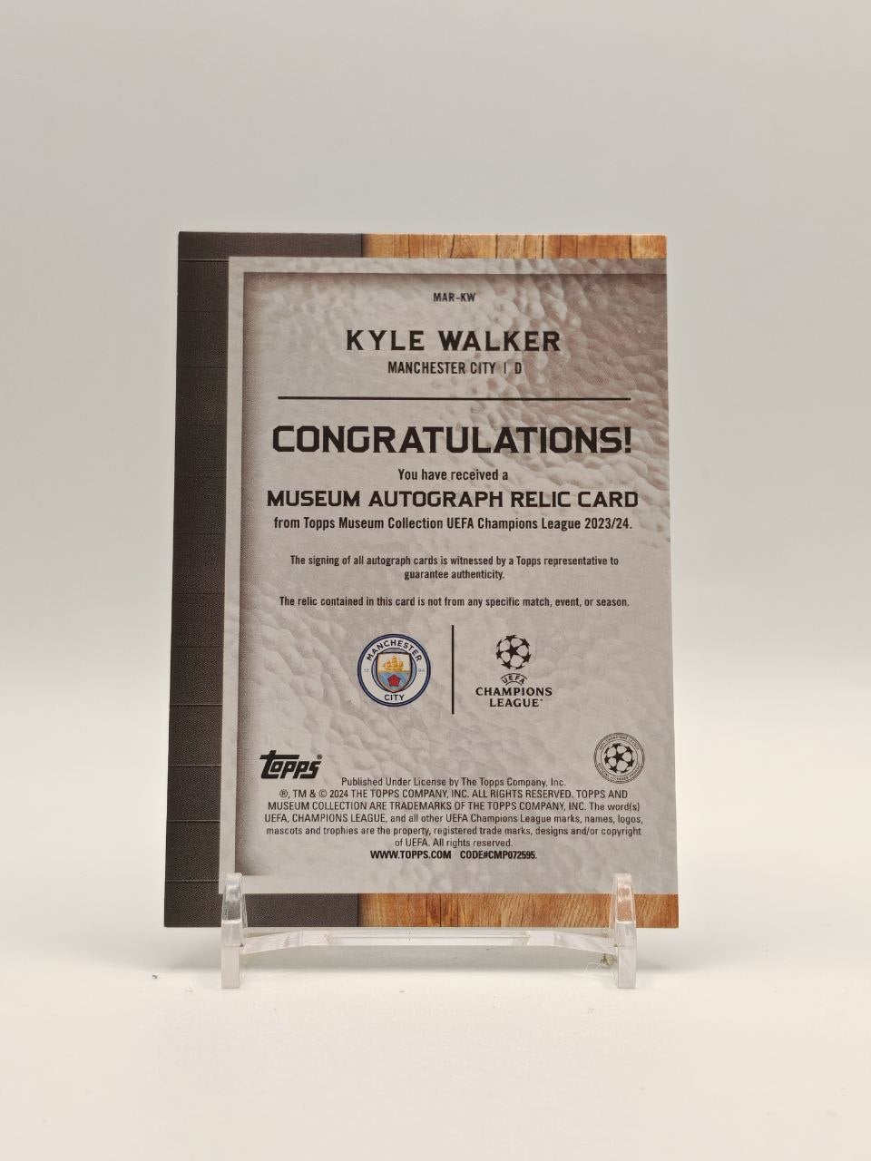 Retro Kyle Walker Topps Museum Collection UEFA Champions League 2023-24 MAR-KW