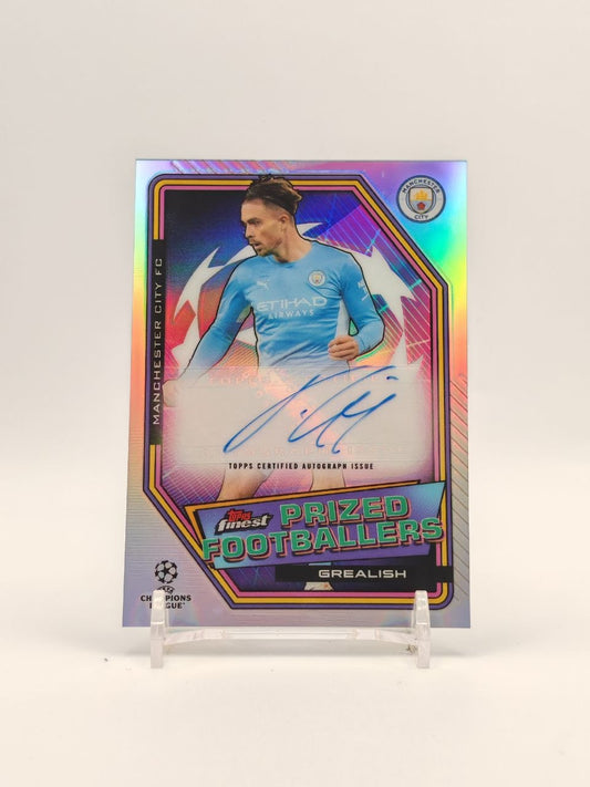 Fronte Jack Grealish Manchester City Topps Finest Prized Footballers auto