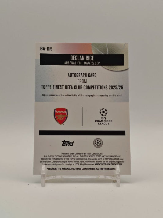 Retro Declan Rice Topps Finest UEFA Club Competitions 2025-26 BA-DR