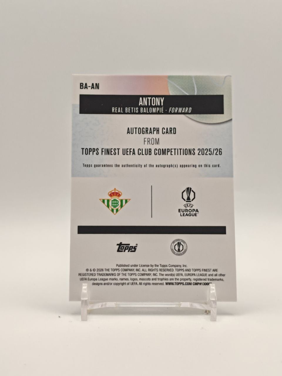 Retro Antony Topps Finest UEFA Club Competitions 2025-26 BA-AN