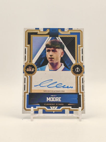 Fronte Mikey Moore Rangers Topps Gold Current Stars autografata
