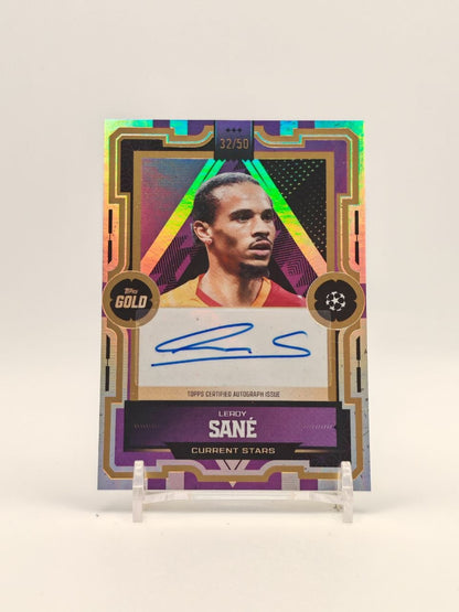 Fronte Leroy Sané Galatasaray Topps Gold Current Stars auto 32/50