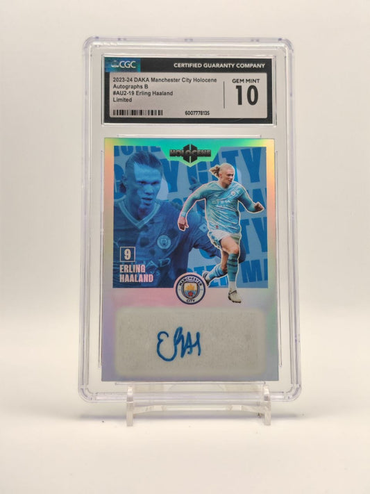 Erling Haaland Daka Manchester City Holocene Auto Limited 35/66 CGC Gem Mint 10, fronte
