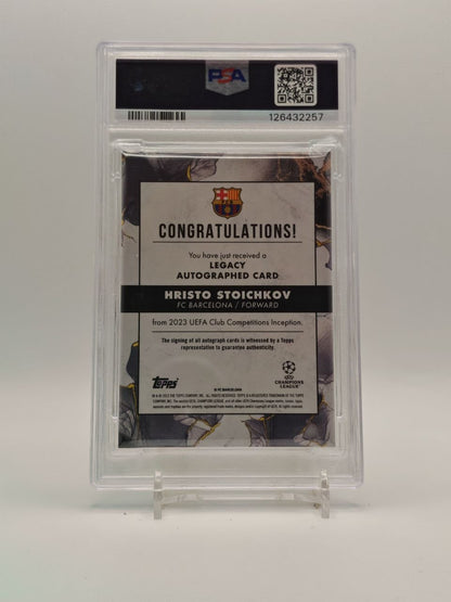 Hristo Stoichkov Topps Inception Legacy Auto Blue 35/49 PSA 10, retro