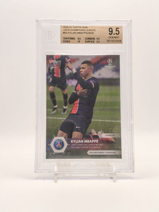 Kylian Mbappé PSG 2020-21 Topps Now UEFA Champions League #53 BGS 9.5, fronte