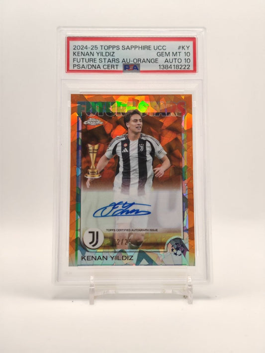 Kenan Yildiz Juventus Topps Chrome Sapphire Future Stars Auto Orange 02/25 PSA 10 Auto 10, fronte