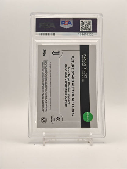 Kenan Yildiz Juventus Topps Chrome Sapphire Future Stars Auto Orange 02/25 PSA 10 Auto 10, retro