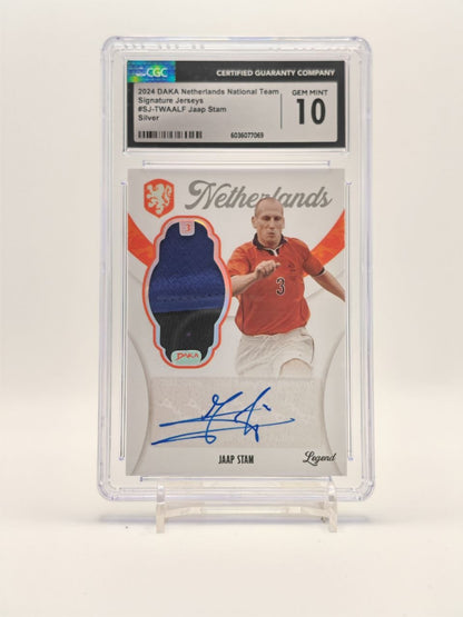 Jaap Stam Daka Netherlands Signature Jerseys Silver 27/40 CGC Gem Mint 10, fronte