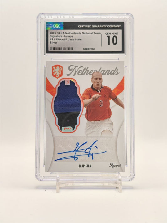 Jaap Stam Daka Netherlands Signature Jerseys Silver 27/40 CGC Gem Mint 10, fronte