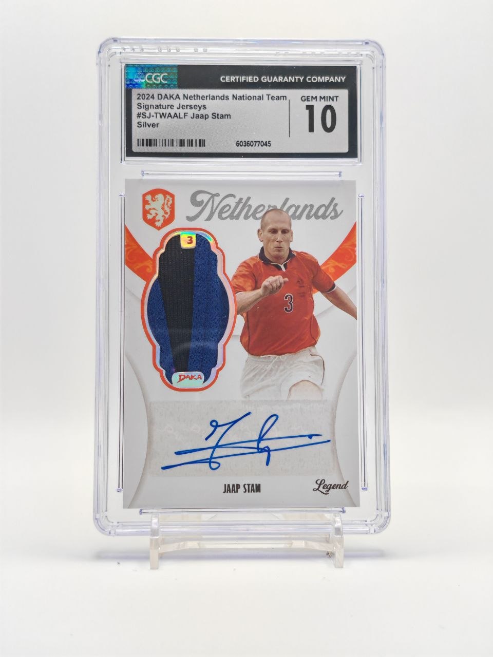 Jaap Stam Daka Netherlands Signature Jerseys Silver 03/40 CGC Gem Mint 10, fronte