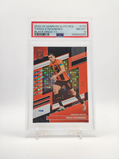 Taras Stepanenko Donruss Elite FIFA Black Disco 1/1 PSA 8, fronte