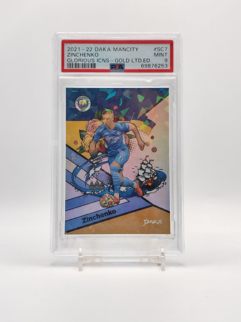 Zinchenko Daka Manchester City Glorious Icons Gold 04/10 PSA 9, fronte
