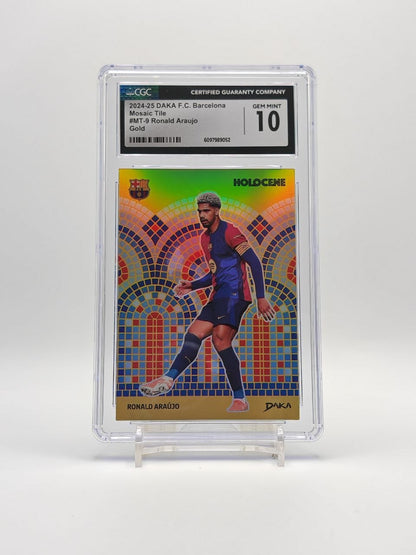 Ronald Araújo Daka Barcellona Holocene Mosaic Tile Gold 01/05 CGC Gem Mint 10, fronte