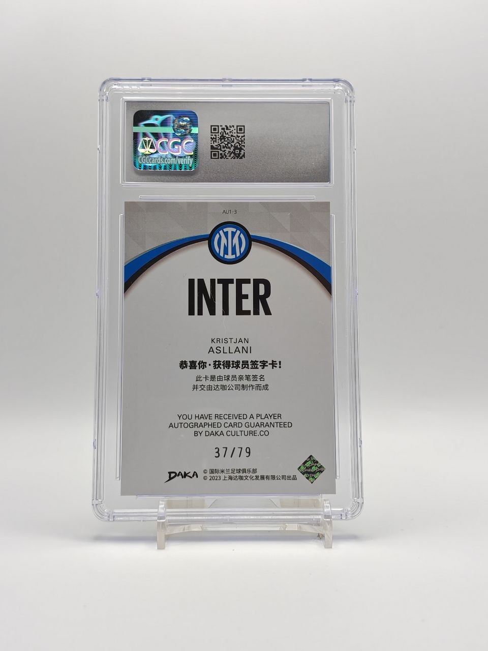 Kristjan Asllani Daka Inter auto 37/79 CGC Gem Mint 10 retro