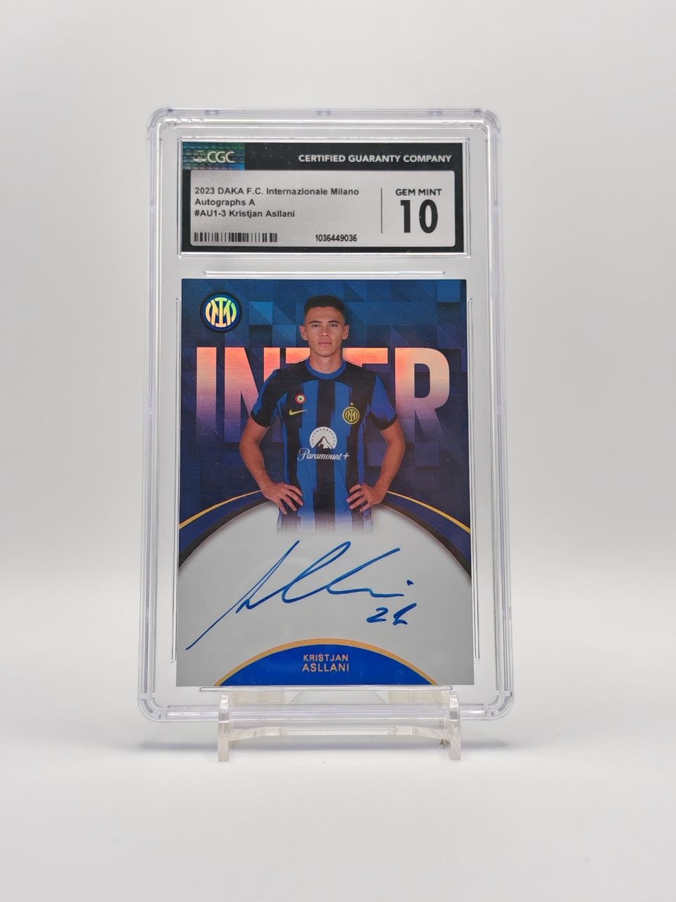 Kristjan Asllani Daka Inter auto 37/79 CGC Gem Mint 10 fronte